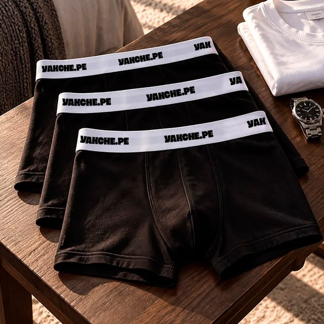 Pack de 3 bóxers negros YaKche.pe con pretina blanca